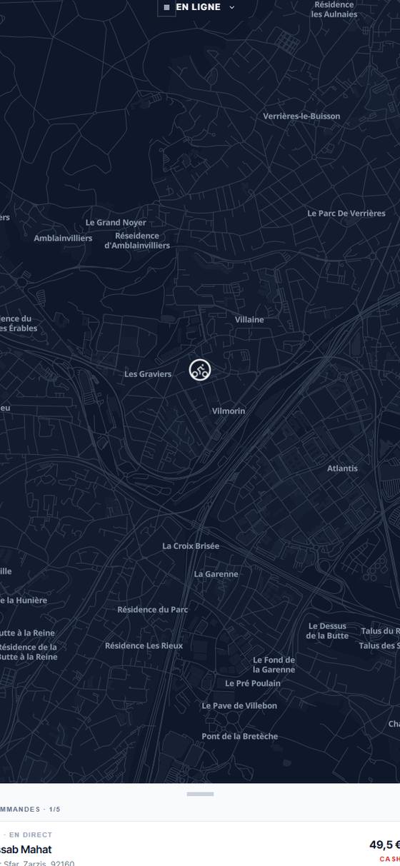 L'application livreur pendant une livraison